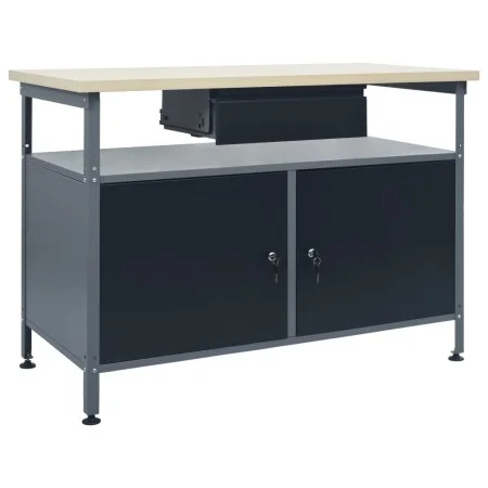 Black steel workbench 120x60x85 cm by vidaXL, Work tables - Ref: Foro24-145345, Price: 197,87 €, Discount: %