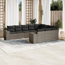 Gartensofa-Set, 10-teilig, mit grauen Polstern aus synthetischem Rattan von , Gartensets - Ref: Foro24-3255427, Preis: 607,17...