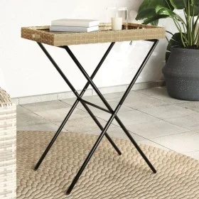 Table with folding tray in beige synthetic rattan 65x40x75 cm by , Garden tables - Ref: Foro24-365130, Price: 47,13 €, Discou...
