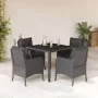 5-teiliges Gartenmöbel-Set mit schwarzen synthetischen Rattankissen von , Gartensets - Ref: Foro24-3211849, Preis: 464,36 €, ...