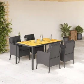 5-teiliges Gartenmöbel-Set mit schwarzen synthetischen Rattankissen von , Gartensets - Ref: Foro24-3211868, Preis: 568,28 €, ...