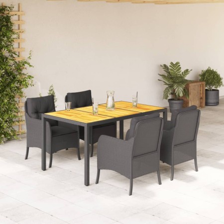 5-teiliges Gartenmöbel-Set mit schwarzen synthetischen Rattankissen von , Gartensets - Ref: Foro24-3211868, Preis: 566,63 €, ...
