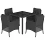 5-teiliges Gartenmöbel-Set mit schwarzen synthetischen Rattankissen von , Gartensets - Ref: Foro24-3211849, Preis: 464,36 €, ...
