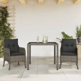 3-teilige Garten-Essgruppe mit grauen synthetischen Rattankissen von , Gartensets - Ref: Foro24-3211854, Preis: 304,97 €, Rab...