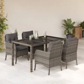 5-piece garden dining set with gray synthetic rattan cushions by , Garden sets - Ref: Foro24-3211856, Price: 591,96 €, Discou...