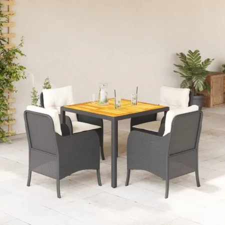 5-teiliges Gartenmöbel-Set mit schwarzen synthetischen Rattankissen von , Gartensets - Ref: Foro24-3211861, Preis: 508,33 €, ...