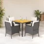 5-teiliges Gartenmöbel-Set mit schwarzen synthetischen Rattankissen von , Gartensets - Ref: Foro24-3211861, Preis: 508,33 €, ...