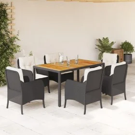 7-piece garden dining set and black synthetic rattan cushions by , Garden sets - Ref: Foro24-3211863, Price: 719,66 €, Discou...