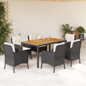 7-teiliges Garten-Essset und schwarze Kissen aus synthetischem Rattan von , Gartensets - Ref: Foro24-3211863, Preis: 754,47 €...