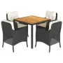 5-teiliges Gartenmöbel-Set mit schwarzen synthetischen Rattankissen von , Gartensets - Ref: Foro24-3211861, Preis: 508,33 €, ...