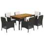 7-teiliges Garten-Essset und schwarze Kissen aus synthetischem Rattan von , Gartensets - Ref: Foro24-3211863, Preis: 774,65 €...
