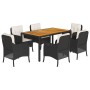 Set de comedor de jardín 7 pzas y cojines ratán sintético negro de , Conjuntos de jardín - Ref: Foro24-3211863, Precio: 762,22 €