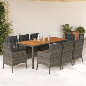Set comedor jardín 9 pzas y cojines ratán sintético gris de , Conjuntos de jardín - Ref: Foro24-3211877, Precio: 1,00 €, Desc...