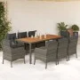 Set comedor jardín 9 pzas y cojines ratán sintético gris de , Conjuntos de jardín - Ref: Foro24-3211877, Precio: 1,00 €, Desc...