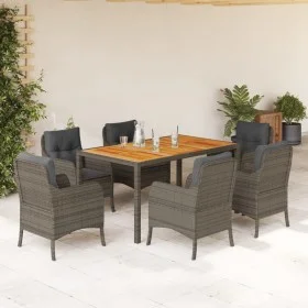 Garden dining set 7 pieces and gray synthetic rattan cushions by , Garden sets - Ref: Foro24-3211875, Price: 780,44 €, Discou...