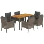 Garden dining set 7 pieces and gray synthetic rattan cushions by , Garden sets - Ref: Foro24-3211875, Price: 780,44 €, Discou...