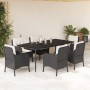 Set de comedor de jardín 7 pzas y cojines ratán sintético negro de , Conjuntos de jardín - Ref: Foro24-3211911, Precio: 832,6...