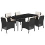 Set de comedor de jardín 7 pzas y cojines ratán sintético negro de , Conjuntos de jardín - Ref: Foro24-3211911, Precio: 832,6...