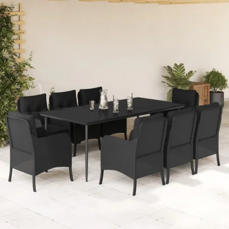 9-teiliges Garten-Essset und schwarze Kissen aus synthetischem Rattan von , Gartensets - Ref: Foro24-3211926, Preis: 1,00 €, ...