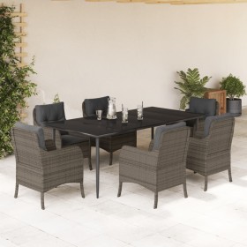 Garden dining set 7 pieces and gray synthetic rattan cushions by , Garden sets - Ref: Foro24-3211953, Price: 926,21 €, Discou...