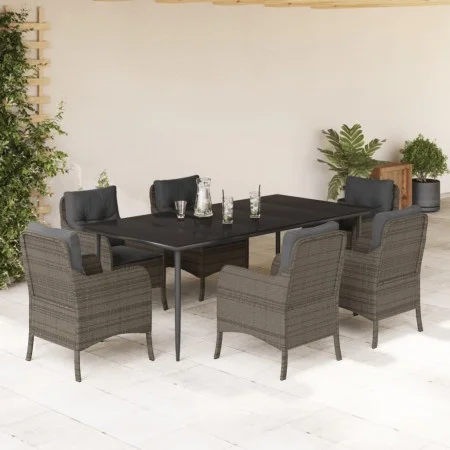 Garden dining set 7 pieces and gray synthetic rattan cushions by , Garden sets - Ref: Foro24-3211953, Price: 841,80 €, Discou...