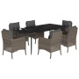 Garten-Essgruppe 7-teilig und graue synthetische Rattankissen von , Gartensets - Ref: Foro24-3211953, Preis: 926,21 €, Rabatt: %