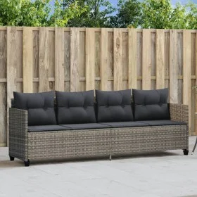Lounger with gray synthetic rattan cushions by , Loungers - Ref: Foro24-368328, Price: 212,23 €, Discount: %