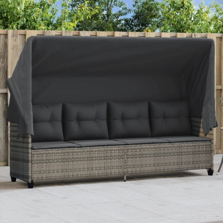 Liege mit Verdeck und grauen synthetischen Rattankissen von , Liegen - Ref: Foro24-368337, Preis: 240,81 €, Rabatt: %