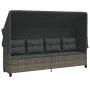 Lounger with hood and gray synthetic rattan cushions by , Loungers - Ref: Foro24-368337, Price: 255,04 €, Discount: %