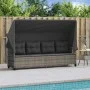 Lounger with hood and gray synthetic rattan cushions by , Loungers - Ref: Foro24-368337, Price: 255,04 €, Discount: %