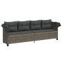 Lounger with hood and gray synthetic rattan cushions by , Loungers - Ref: Foro24-368337, Price: 240,81 €, Discount: %