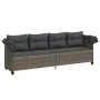 Lounger with hood and gray synthetic rattan cushions by , Loungers - Ref: Foro24-368337, Price: 255,04 €, Discount: %