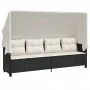 Lounger with hood and black synthetic rattan cushions by , Loungers - Ref: Foro24-368335, Price: 230,69 €, Discount: %