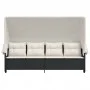 Lounger with hood and black synthetic rattan cushions by , Loungers - Ref: Foro24-368335, Price: 230,69 €, Discount: %