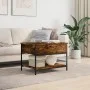 Engineered wood coffee table metal smoke oak 70x50x50 cm by , Coffee table - Ref: Foro24-845343, Price: 52,77 €, Discount: %