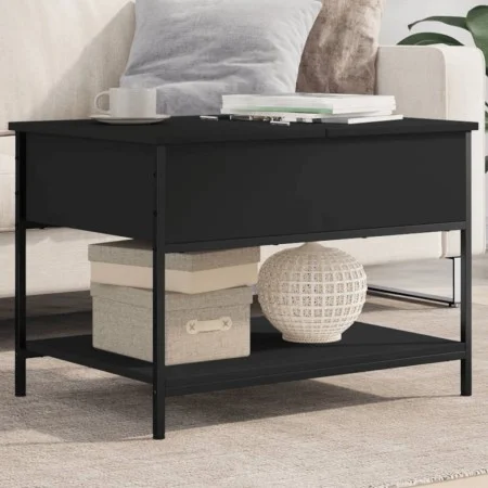 Engineered wood and black metal coffee table 70x50x50 cm by , Coffee table - Ref: Foro24-845341, Price: 54,38 €, Discount: %