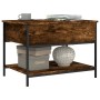 Engineered wood coffee table metal smoke oak 70x50x50 cm by , Coffee table - Ref: Foro24-845343, Price: 53,41 €, Discount: %