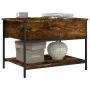 Engineered wood coffee table metal smoke oak 70x50x50 cm by , Coffee table - Ref: Foro24-845343, Price: 52,77 €, Discount: %