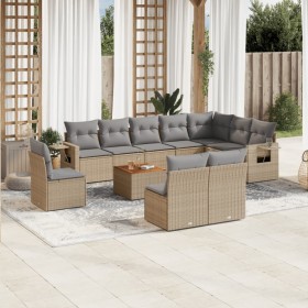 Juego de sofás jardín con cojines beige mezcla 11 pzas ratán PE de , Conjuntos de jardín - Ref: Foro24-3256948, Precio: 672,2...