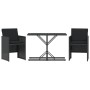 Table and chairs with cushions 3 pieces black synthetic rattan by , Garden sets - Ref: Foro24-365063, Price: 164,56 €, Discou...