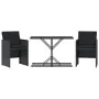 Table and chairs with cushions 3 pieces black synthetic rattan by , Garden sets - Ref: Foro24-365063, Price: 161,75 €, Discou...