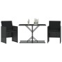 Table and chairs with cushions 3 pieces black synthetic rattan by , Garden sets - Ref: Foro24-365063, Price: 164,56 €, Discou...