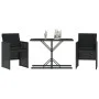Table and chairs with cushions 3 pieces black synthetic rattan by , Garden sets - Ref: Foro24-365063, Price: 161,75 €, Discou...