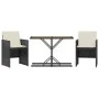 Table and chairs with cushions 3 pieces black synthetic rattan by , Garden sets - Ref: Foro24-365068, Price: 183,93 €, Discou...