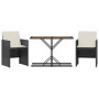 Tisch und Stühle mit Kissen, 3 Stück, schwarzes synthetisches Rattan von , Gartensets - Ref: Foro24-365068, Preis: 187,39 €, ...