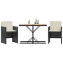 Tisch und Stühle mit Kissen, 3 Stück, schwarzes synthetisches Rattan von , Gartensets - Ref: Foro24-365068, Preis: 187,39 €, ...