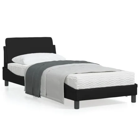 Bed frame with headboard black synthetic leather 90x200 cm by , Beds and slatted bases - Ref: Foro24-373118, Price: 110,23 €,...