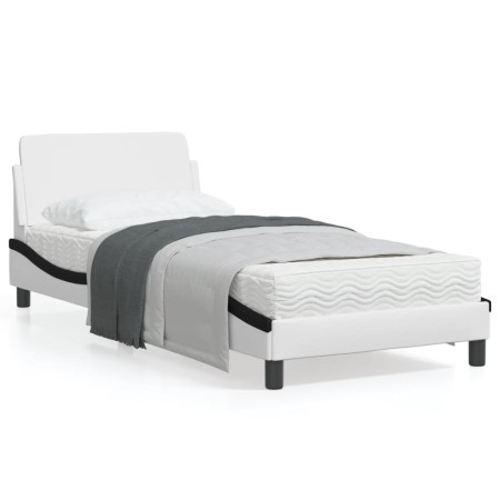 Bettgestell mit schwarz-weißem Kopfteil aus Kunstleder von , Betten und Lattenroste - Ref: Foro24-373124, Preis: 114,10 €, Ra...