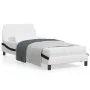 Bed frame with black and white synthetic leather headboard by , Beds and slatted bases - Ref: Foro24-373124, Price: 112,78 €,...