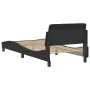 Bed frame with headboard black synthetic leather 90x200 cm by , Beds and slatted bases - Ref: Foro24-373118, Price: 110,23 €,...